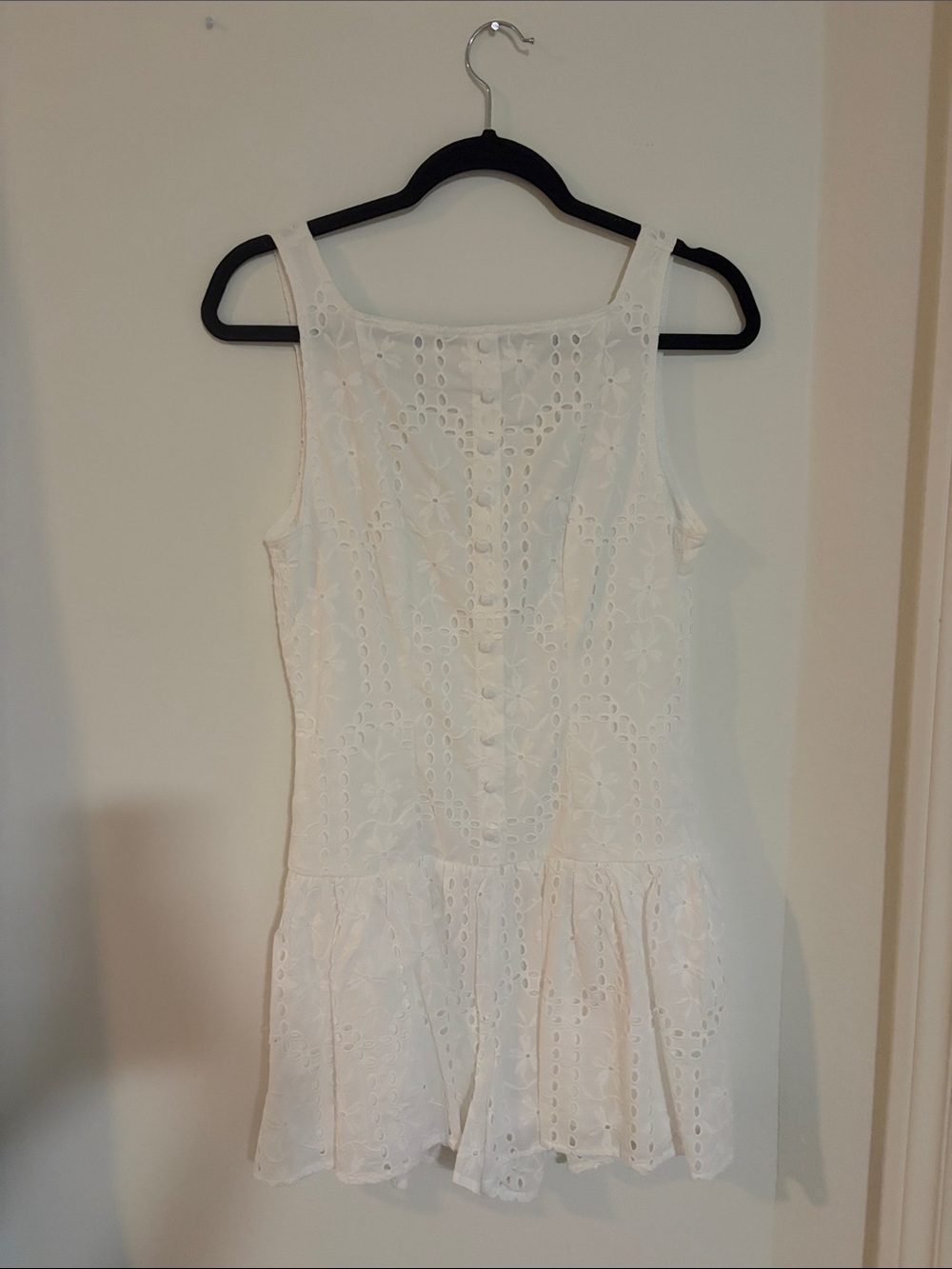 Altar'd State White Eyelet Drop-Waist Mini Dress